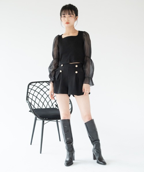 VRIA CHARME（バリアシャルム）の「デザインボタンショートパンツ（その他パンツ・レディース・ブラック/ネイビー・FREE）」の9枚目の写真