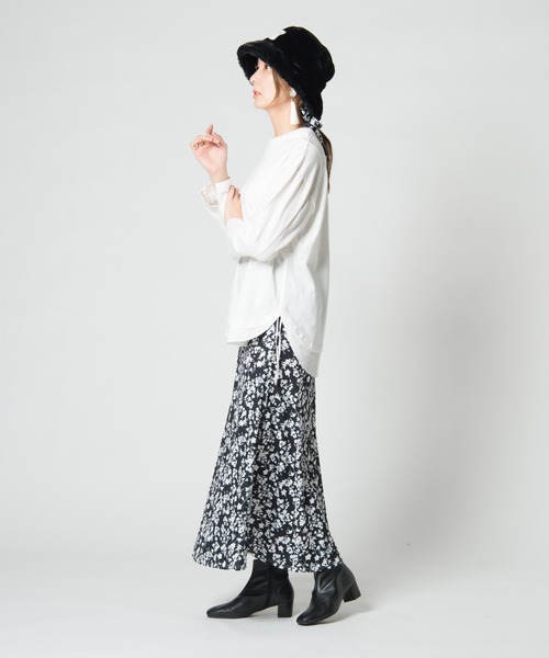 LAYMEE（レイミー）の「Nemophila cut sew skirt / ネモフィラカットソースカート（スカート・レディース・ブラック/ベージュ/ブルー・FREE）」の5枚目の写真