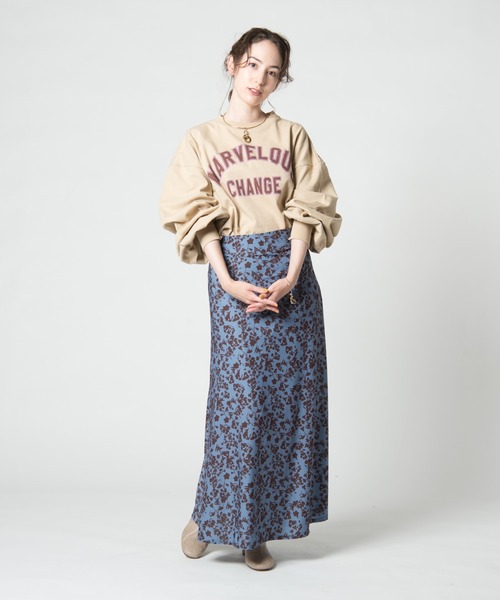 LAYMEE（レイミー）の「Nemophila cut sew skirt / ネモフィラカットソースカート（スカート・レディース・ブラック/ベージュ/ブルー・FREE）」の12枚目の写真