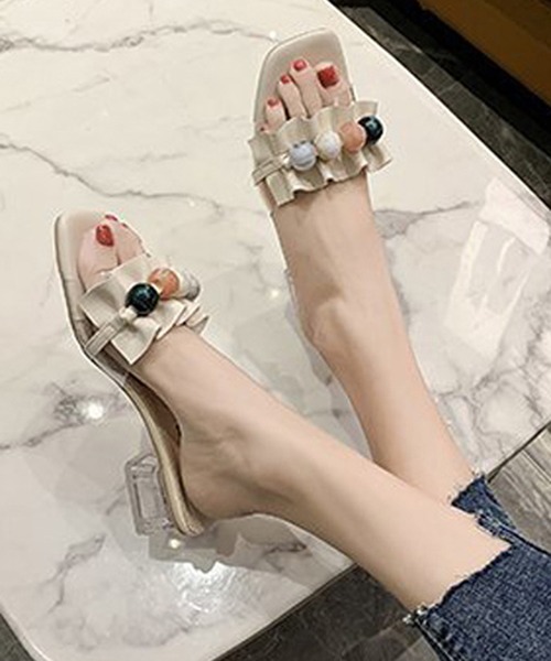 STYLEBLOCK(スタイルブロック)の「ストーン装飾ギャザーサンダル(サンダル・レディース・ベージュ/イエロー/グリーン・38/39/37/35/36)」の3枚目の写真