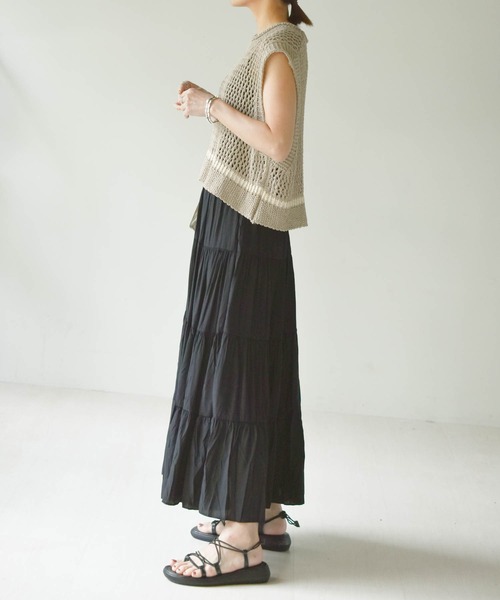 muure（ミュール）の「ティアードマキシスカート（スカート・レディース・ホワイト/ブラック/ミント・FREE）」の2枚目の写真