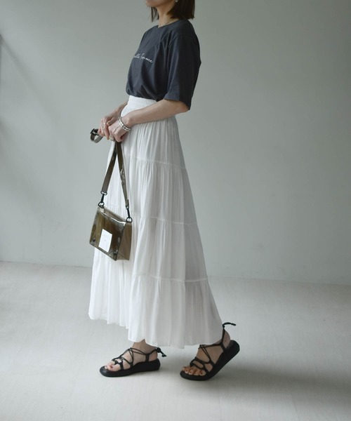 muure（ミュール）の「ティアードマキシスカート（スカート・レディース・ホワイト/ブラック/ミント・FREE）」の6枚目の写真