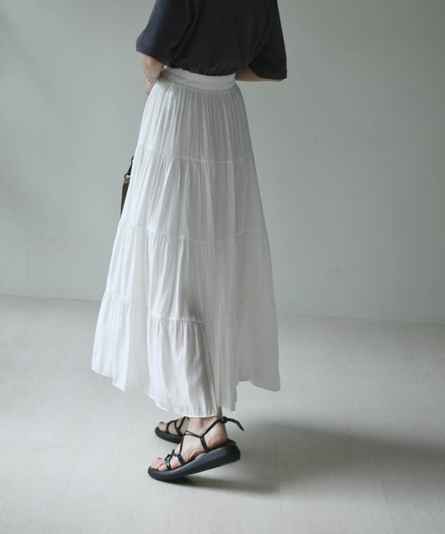 muure（ミュール）の「ティアードマキシスカート（スカート・レディース・ホワイト/ブラック/ミント・FREE）」の7枚目の写真