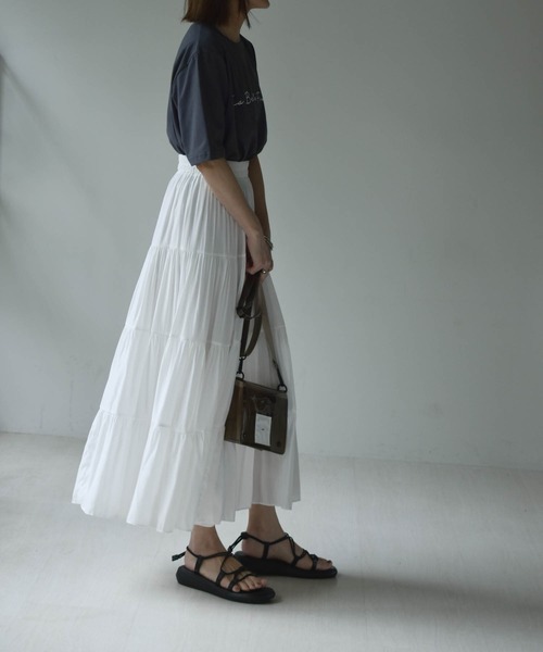 muure（ミュール）の「ティアードマキシスカート（スカート・レディース・ホワイト/ブラック/ミント・FREE）」の8枚目の写真