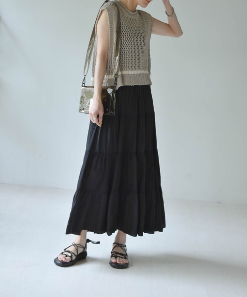 muure（ミュール）の「ティアードマキシスカート（スカート・レディース・ホワイト/ブラック/ミント・FREE）」の9枚目の写真