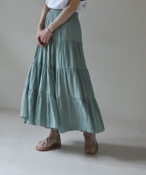muure（ミュール）の「ティアードマキシスカート（スカート・レディース・ホワイト/ブラック/ミント・FREE）」の13枚目の写真