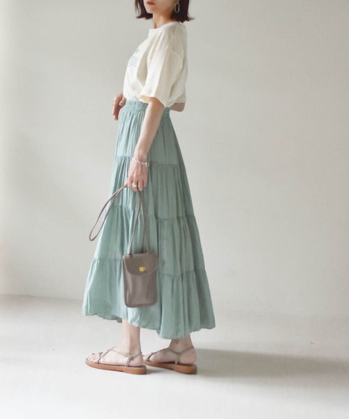 muure（ミュール）の「ティアードマキシスカート（スカート・レディース・ホワイト/ブラック/ミント・FREE）」の14枚目の写真