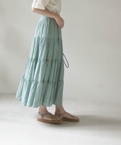 muure（ミュール）の「ティアードマキシスカート（スカート・レディース・ホワイト/ブラック/ミント・FREE）」の15枚目の写真