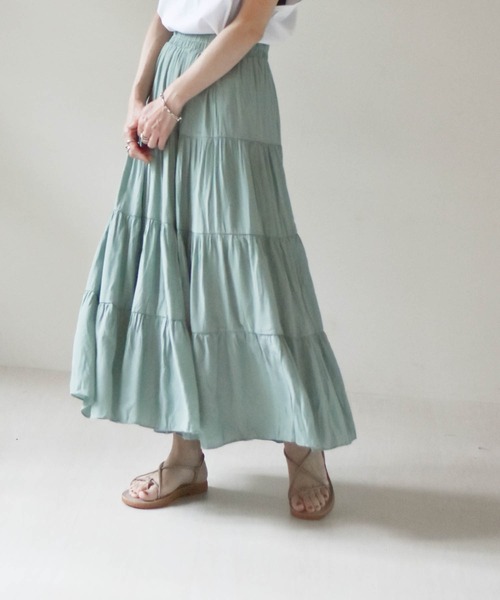 muure（ミュール）の「ティアードマキシスカート（スカート・レディース・ホワイト/ブラック/ミント・FREE）」の16枚目の写真