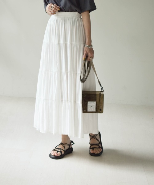muure（ミュール）の「ティアードマキシスカート（スカート・レディース・ホワイト/ブラック/ミント・FREE）」の17枚目の写真