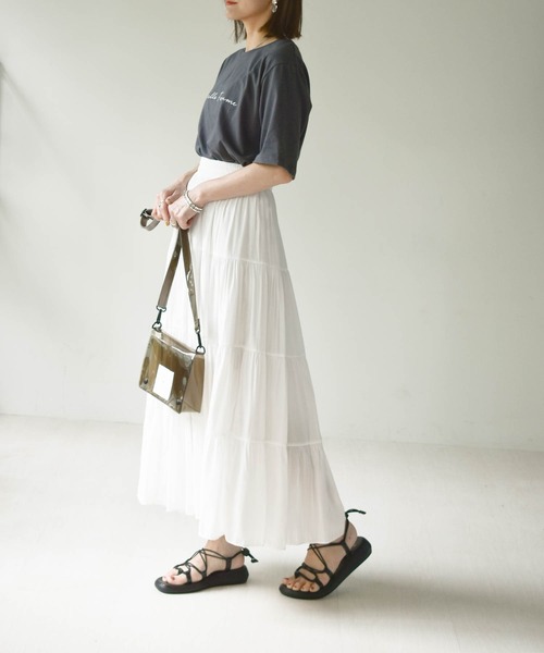muure（ミュール）の「ティアードマキシスカート（スカート・レディース・ホワイト/ブラック/ミント・FREE）」の18枚目の写真