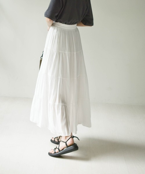 muure（ミュール）の「ティアードマキシスカート（スカート・レディース・ホワイト/ブラック/ミント・FREE）」の19枚目の写真