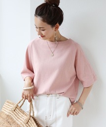 コットン半袖ボートネックTシャツ