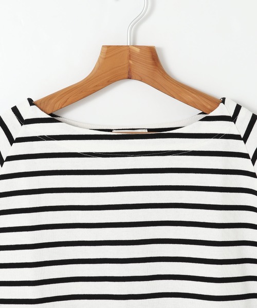 andme(アンドミー)の「コットン半袖ボートネックTシャツ(Tシャツ/カットソー・レディース・ホワイト×ブラック/ベージュ系その他/ブラック/グリーン/ピンク系その他/ピンク/グレイッシュベージュ・M)」の18枚目の写真