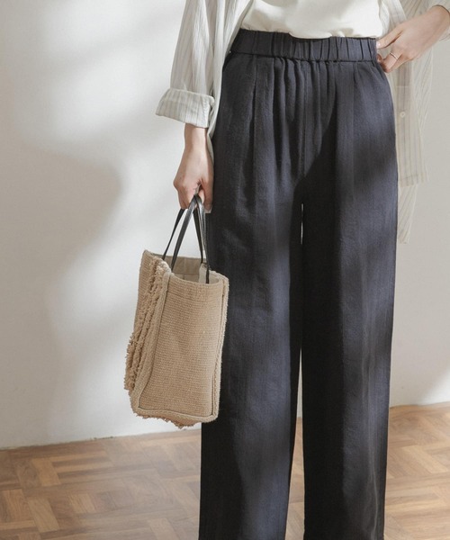 FORK&SPOON（フォークアンドスプーン）の「FORK&SPOON　ランダムヘリンボーンイージーパンツ（その他パンツ・レディース・ブラック/カーキ/ブルー系その他・ONE）」の2枚目の写真