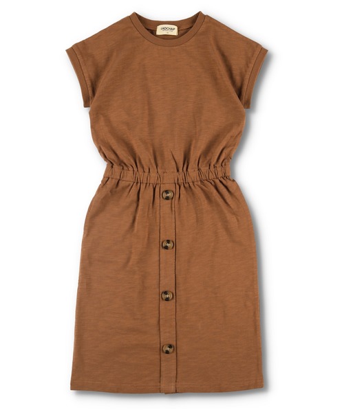 RADCHAP(ラッドチャップ)の「飾りボタンウエストゴムワンピース(ワンピース・キッズ・キャメル/ブラック・100cm/110cm/150cm/140cm/90cm/120cm/130cm)」の2枚目の写真