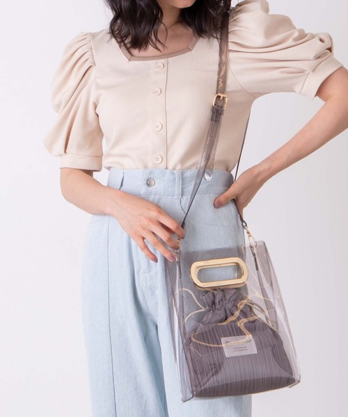 WEGO(ウィゴー)の「WEGO/巾着クリアバッグ(ショルダーバッグ・レディース・ホワイト系その他/ブラック系その他/その他2/その他1・FREE)」の3枚目の写真