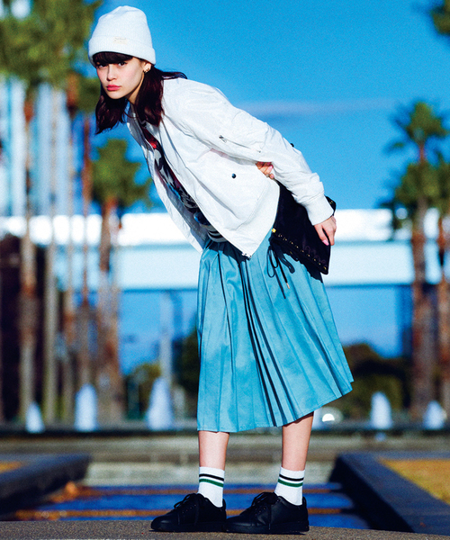 WEGO(ウィゴー)の「WEGO/プリーツミモレスカート(スカート・レディース・オフホワイト/ブラック/グリーン系その他/ライトパープル・FREE)」の17枚目の写真