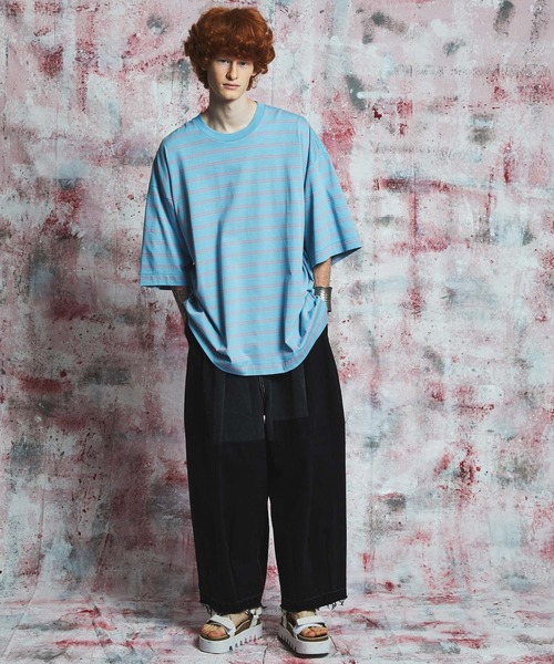 MAISON SPECIAL（メゾンスペシャル）の「《ユニセックスアイテム》オリジナルボーダープライムオーバーTシャツ 【MAISON SPECIAL/メゾンスペシャル】（Tシャツ/カットソー・メンズ・ブラック/オフホワイト/ピンク/ブルー/グリーン・1/2/0）」の10枚目の写真