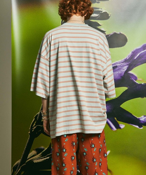 MAISON SPECIAL（メゾンスペシャル）の「《ユニセックスアイテム》オリジナルボーダープライムオーバーTシャツ 【MAISON SPECIAL/メゾンスペシャル】（Tシャツ/カットソー・メンズ・ブラック/オフホワイト/ピンク/ブルー/グリーン・1/2/0）」の14枚目の写真