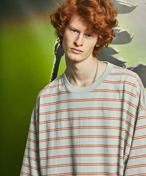 MAISON SPECIAL（メゾンスペシャル）の「《ユニセックスアイテム》オリジナルボーダープライムオーバーTシャツ 【MAISON SPECIAL/メゾンスペシャル】（Tシャツ/カットソー・メンズ・ブラック/オフホワイト/ピンク/ブルー/グリーン・1/2/0）」の15枚目の写真