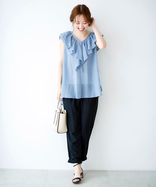 le.coeur blanc（ルクールブラン）の「コットンシフォンフリルフレンチブラウス（シャツ/ブラウス・レディース・ベージュ/オレンジ/ブルー/オフホワイト・FREE）」の11枚目の写真