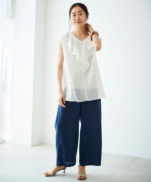 le.coeur blanc（ルクールブラン）の「コットンシフォンフリルフレンチブラウス（シャツ/ブラウス・レディース・ベージュ/オレンジ/ブルー/オフホワイト・FREE）」の21枚目の写真