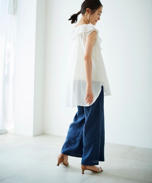 le.coeur blanc（ルクールブラン）の「コットンシフォンフリルフレンチブラウス（シャツ/ブラウス・レディース・ベージュ/オレンジ/ブルー/オフホワイト・FREE）」の5枚目の写真