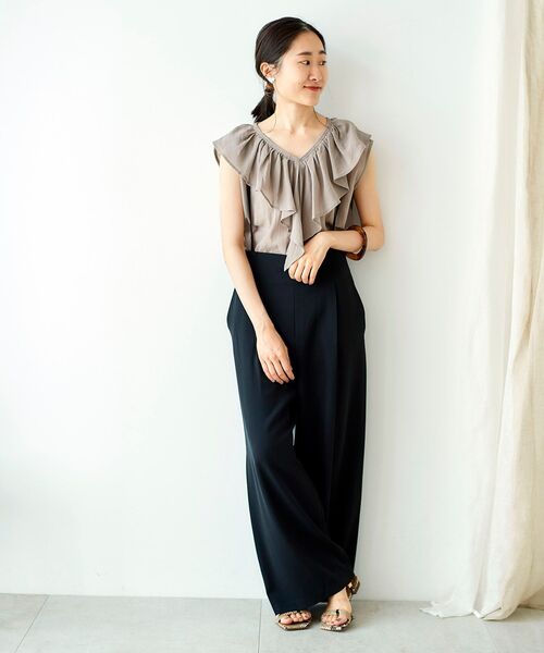 le.coeur blanc（ルクールブラン）の「コットンシフォンフリルフレンチブラウス（シャツ/ブラウス・レディース・ベージュ/オレンジ/ブルー/オフホワイト・FREE）」の9枚目の写真
