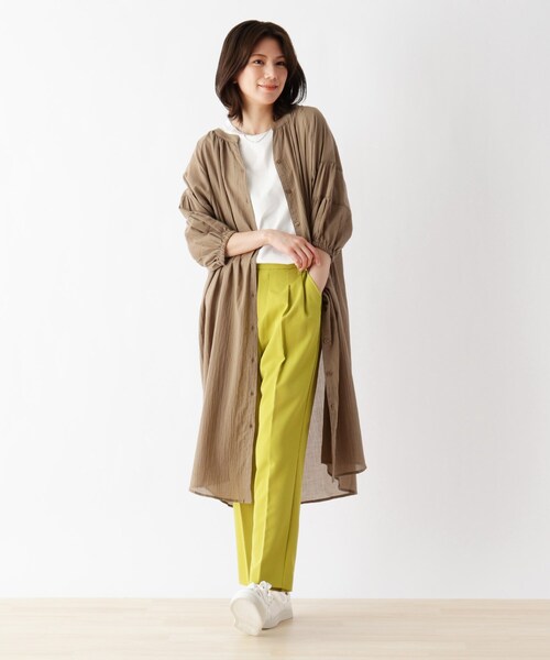 SHOO・LA・RUE（シューラルー）の「◆袖ボリューム綿シフォンワンピース（ワンピース・レディース・ライトブルー/ブラック/オリーブ/オレンジ/ナチュラル/ブラウン系・00）」の3枚目の写真