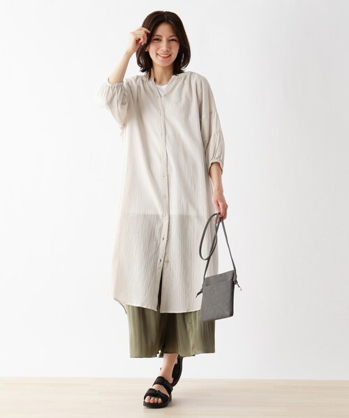 SHOO・LA・RUE（シューラルー）の「◆袖ボリューム綿シフォンワンピース（ワンピース・レディース・ライトブルー/ブラック/オリーブ/オレンジ/ナチュラル/ブラウン系・00）」の4枚目の写真