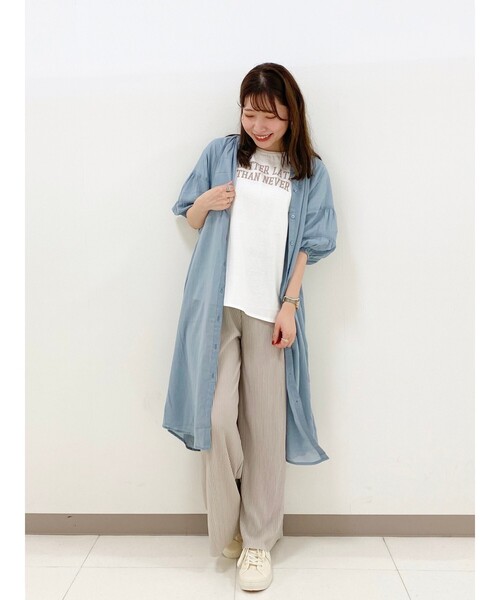 SHOO・LA・RUE（シューラルー）の「◆袖ボリューム綿シフォンワンピース（ワンピース・レディース・ライトブルー/ブラック/オリーブ/オレンジ/ナチュラル/ブラウン系・00）」の12枚目の写真