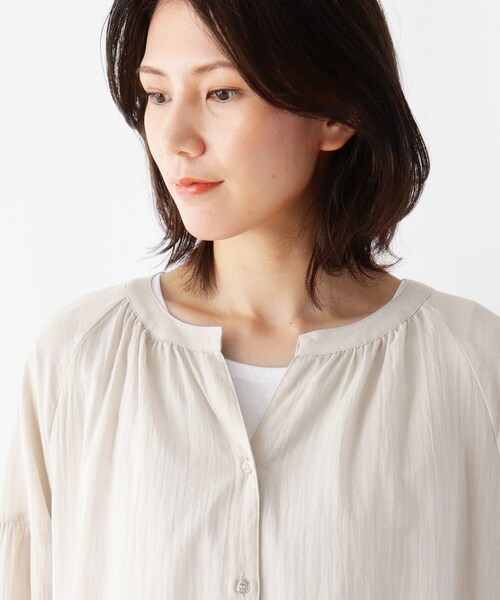 SHOO・LA・RUE（シューラルー）の「◆袖ボリューム綿シフォンワンピース（ワンピース・レディース・ライトブルー/ブラック/オリーブ/オレンジ/ナチュラル/ブラウン系・00）」の7枚目の写真