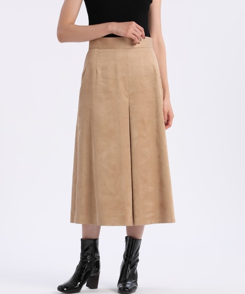 INED（イネド）の「フェイクスエードボックススカート《KOMASUEDE》（スカート・レディース・エメラルドブルー/ダークブラウン/キャメル・9号/11号）」の3枚目の写真