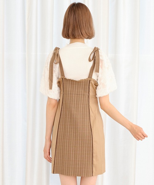TITTY&CO.（ティティーアンドコー）の「【TITTY&CO.】ショルダーリボンチェックワンピース（ワンピース・レディース・ブラウン/ネイビー・SMALL/MEDIUM）」の6枚目の写真