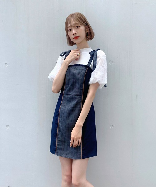 TITTY&CO.（ティティーアンドコー）の「【TITTY&CO.】ショルダーリボンチェックワンピース（ワンピース・レディース・ブラウン/ネイビー・SMALL/MEDIUM）」の15枚目の写真