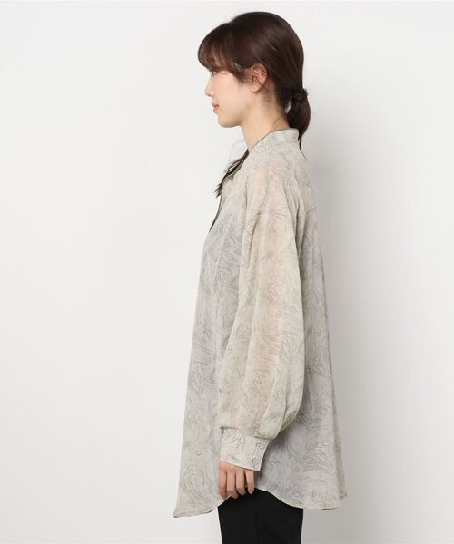 Per sist ence（パーシエンス）の「Per sist ence/パーシエンス　マーブルプリント バンドカラーシャツ（シャツ/ブラウス・レディース・グリーン/オレンジ/グレー・FREE）」の4枚目の写真