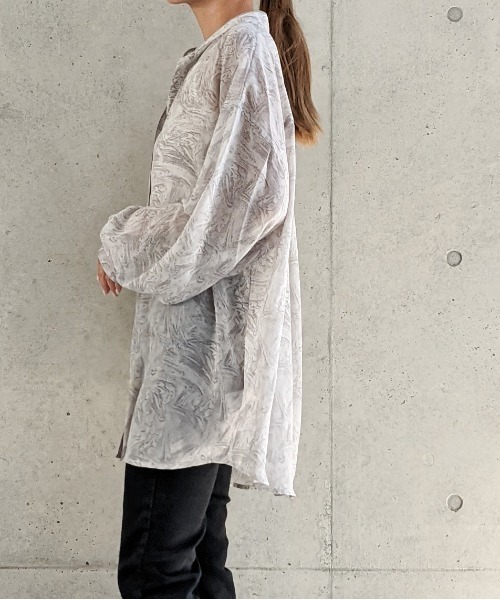 Per sist ence（パーシエンス）の「Per sist ence/パーシエンス　マーブルプリント バンドカラーシャツ（シャツ/ブラウス・レディース・グリーン/オレンジ/グレー・FREE）」の17枚目の写真