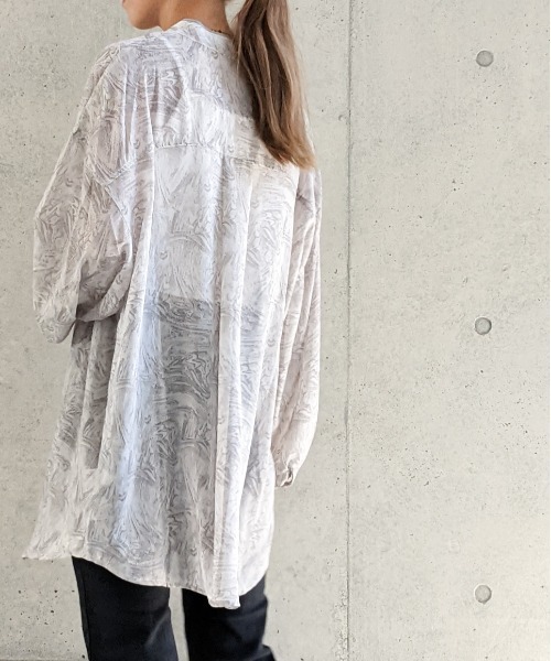 Per sist ence（パーシエンス）の「Per sist ence/パーシエンス　マーブルプリント バンドカラーシャツ（シャツ/ブラウス・レディース・グリーン/オレンジ/グレー・FREE）」の18枚目の写真