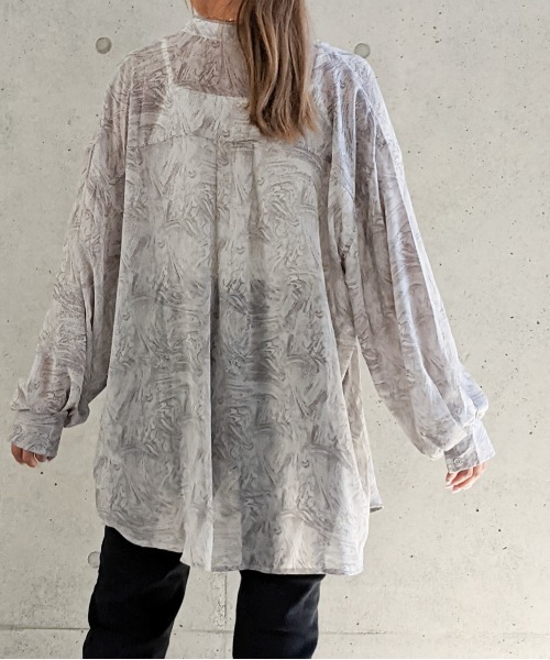 Per sist ence（パーシエンス）の「Per sist ence/パーシエンス　マーブルプリント バンドカラーシャツ（シャツ/ブラウス・レディース・グリーン/オレンジ/グレー・FREE）」の19枚目の写真