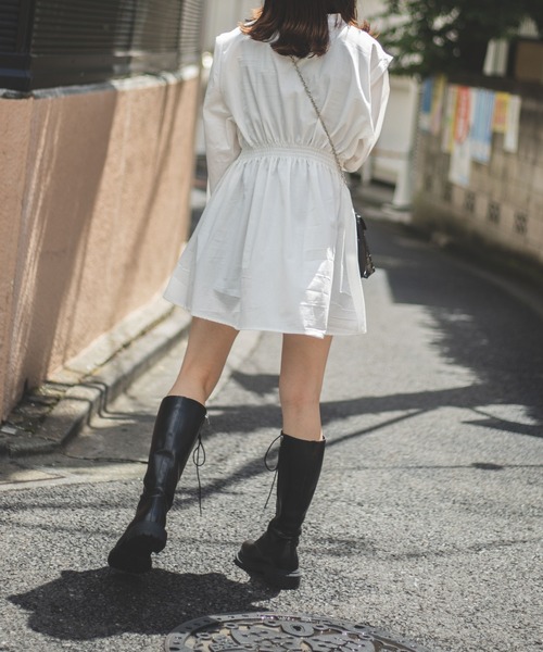 WEGO（ウィゴー）の「WEGO/バンドカラーギャザーチュニック（シャツ/ブラウス・レディース・ホワイト/ブラック・FREE）」の11枚目の写真