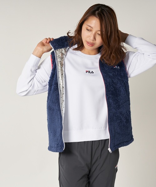 FILA モフモフ フード付きベスト ホワイト FILA モフモフ フード付きベスト ホワイト