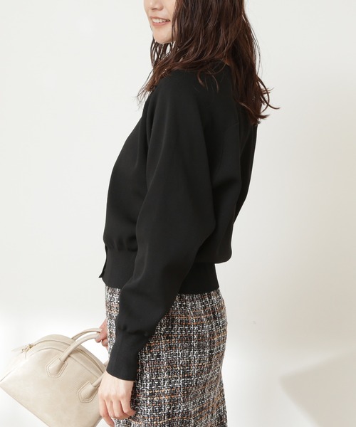 N.（N. Natural Beauty Basic）（エヌエヌナチュラルビューティーベーシック）の「◆ドットボタン総針フォルムカーディガン（カーディガン/ボレロ・レディース・オフホワイト/ブラック/グリーン/パープル・MEDIUM）」の16枚目の写真