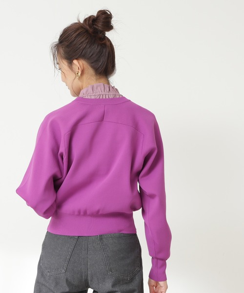 N.（N. Natural Beauty Basic）（エヌエヌナチュラルビューティーベーシック）の「◆ドットボタン総針フォルムカーディガン（カーディガン/ボレロ・レディース・オフホワイト/ブラック/グリーン/パープル・MEDIUM）」の15枚目の写真