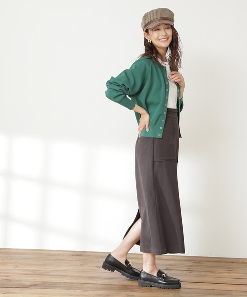 N.（N. Natural Beauty Basic）（エヌエヌナチュラルビューティーベーシック）の「◆ドットボタン総針フォルムカーディガン（カーディガン/ボレロ・レディース・オフホワイト/ブラック/グリーン/パープル・MEDIUM）」の11枚目の写真