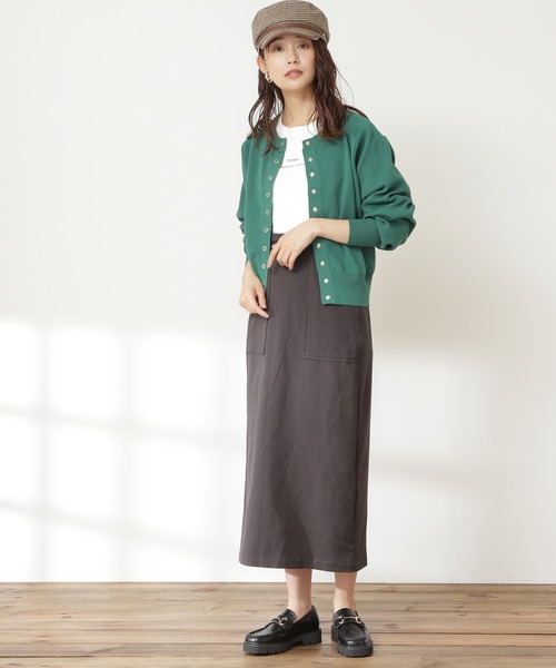 N.（N. Natural Beauty Basic）（エヌエヌナチュラルビューティーベーシック）の「◆ドットボタン総針フォルムカーディガン（カーディガン/ボレロ・レディース・オフホワイト/ブラック/グリーン/パープル・MEDIUM）」の10枚目の写真