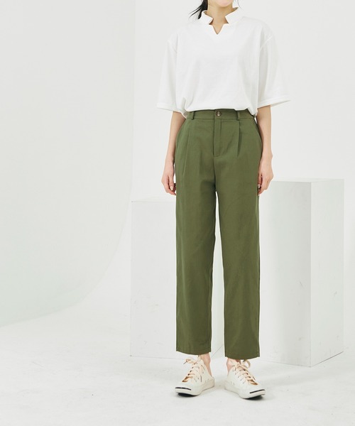 me+em select（ミームセレクト）の「コットンのタック入りテーパードパンツ（その他パンツ・レディース・ブラウン/ベージュ/アイボリー/カーキ/ブラック・FREE）」の10枚目の写真