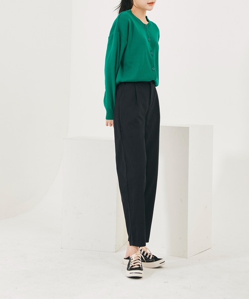 me+em select（ミームセレクト）の「コットンのタック入りテーパードパンツ（その他パンツ・レディース・ブラウン/ベージュ/アイボリー/カーキ/ブラック・FREE）」の8枚目の写真