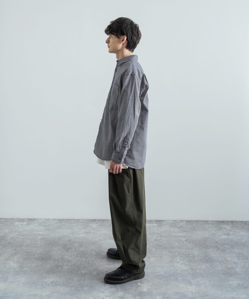 Rocky Monroe(ロッキーモンロー)の「オーバーサイズ ヒッコリーストライプレギュラーカラーロングシャツ(シャツ/ブラウス・メンズ・ホワイト/ネイビー・M/L)」の10枚目の写真