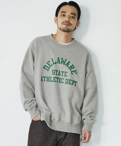 coca（coca）（コカ）の「メンズ カレッジロゴスウェット（スウェット・メンズ・ホワイト/グリーン/グレー・M/L）」の2枚目の写真